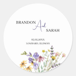 Boho Wildflower Wedding Ronde Sticker