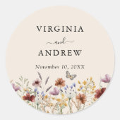 Boho Wildflower Wedding Ronde Sticker (Voorkant)