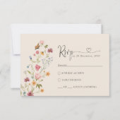 Boho Wildflower Wedding RSVP Kaart (Voorkant)