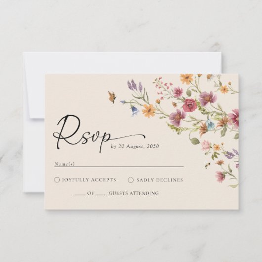 Boho Wildflower Wedding RSVP Kaart (Voorkant)