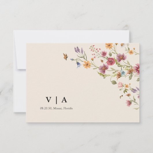 Boho Wildflower Wedding RSVP Kaart (Achterkant)