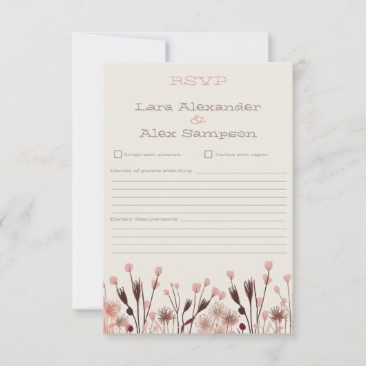 Boho Wildflower Wedding RSVP Kaart (Voorkant)