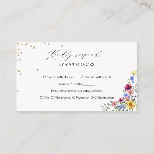 Boho Wildflower Wedding RSVP Kaart (Voorkant)