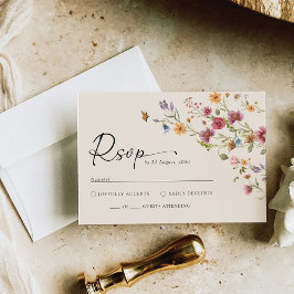 Boho Wildflower Wedding RSVP Kaart