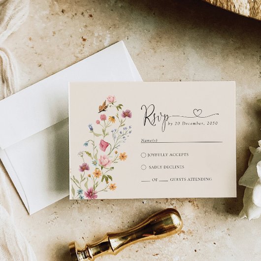 Boho Wildflower Wedding RSVP Kaart