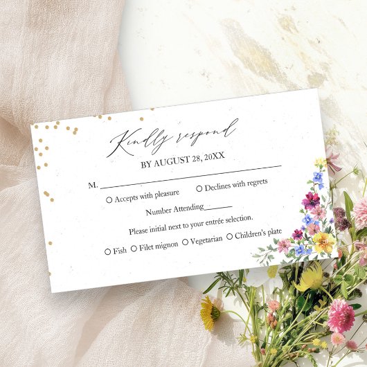 Boho Wildflower Wedding RSVP Kaart