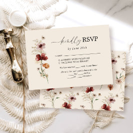Boho Wildflower Wedding RSVP Kaart