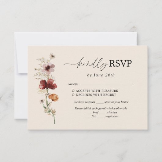 Boho Wildflower Wedding RSVP Kaart (Voorkant)