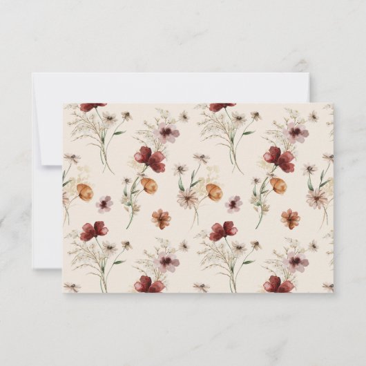 Boho Wildflower Wedding RSVP Kaart (Achterkant)