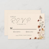 Boho Wildflower Wedding RSVP Kaartje (Voorkant / Achterkant)