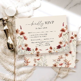 Boho Wildflower Wedding RSVP Kaartje
