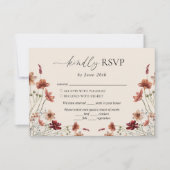 Boho Wildflower Wedding RSVP Kaartje (Voorkant)