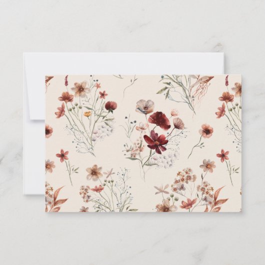 Boho Wildflower Wedding RSVP Kaartje (Achterkant)