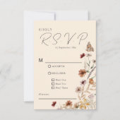Boho Wildflower Wedding RSVP Kaartje (Voorkant)
