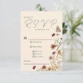 Boho Wildflower Wedding RSVP Kaartje (Staand voorkant)