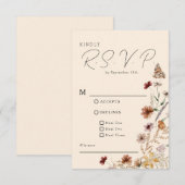 Boho Wildflower Wedding RSVP Kaartje (Voorkant / Achterkant)