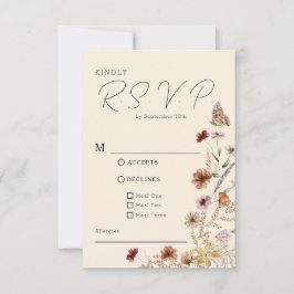 Boho Wildflower Wedding RSVP Kaartje