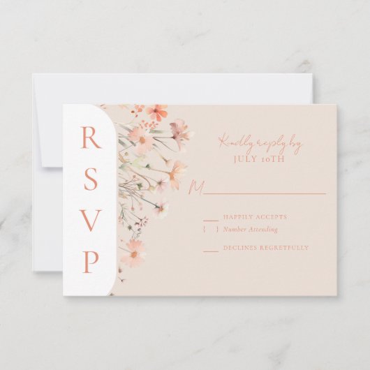 Boho Wildflower Wedding RSVP Kaartje (Voorkant)
