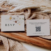 Boho Wildflower Wedding RSVP QR Code Kaart Notitiekaartje