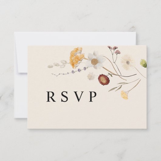 Boho Wildflower Wedding RSVP QR Code Kaart Notitiekaartje (Voorkant)