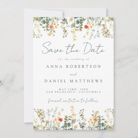 Boho Wildflower Wedding Save The Date (Voorkant)
