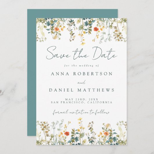 Boho Wildflower Wedding Save The Date (Voorkant / Achterkant)