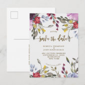 Boho Wildflower Wedding Save the Date briefkaart (Voorkant / Achterkant)
