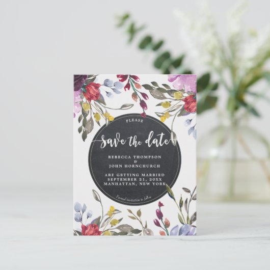 Boho Wildflower Wedding Save the Date briefkaart (Staand voorkant)