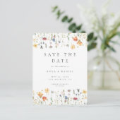 Boho Wildflower Wedding Save the Date Postcard Uitnodiging Briefkaart (Staand voorkant)