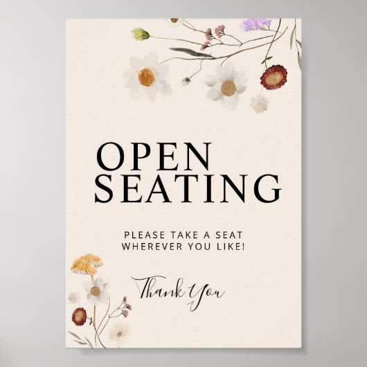Boho Wildflower Wedding Sign Poster (Voorkant)