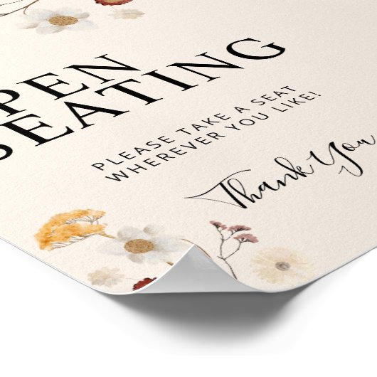 Boho Wildflower Wedding Sign Poster (Hoek)