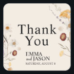 Boho Wildflower Wedding Square Sticker<br><div class="desc">De Boho Floral Square Sticker wordt gekenmerkt door een boho stijl met een bloemrijke kunst en neutrale,  aardige en beige kleuren.</div>