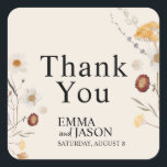 Boho Wildflower Wedding Square Sticker<br><div class="desc">De Boho Floral Square Sticker wordt gekenmerkt door een boho stijl met een bloemrijke kunst en neutrale,  aardige en beige kleuren.</div>