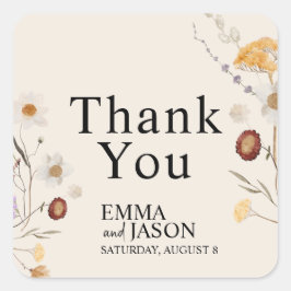 Boho Wildflower Wedding Square Sticker