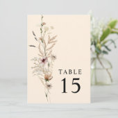 Boho Wildflower Wedding Table Number Sign Kaart (Staand voorkant)
