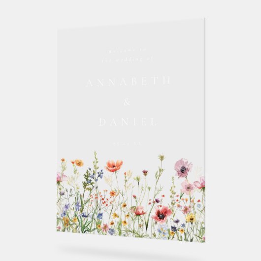 Boho Wildflower Wedding Welcome Acryl Bord (Hoek)