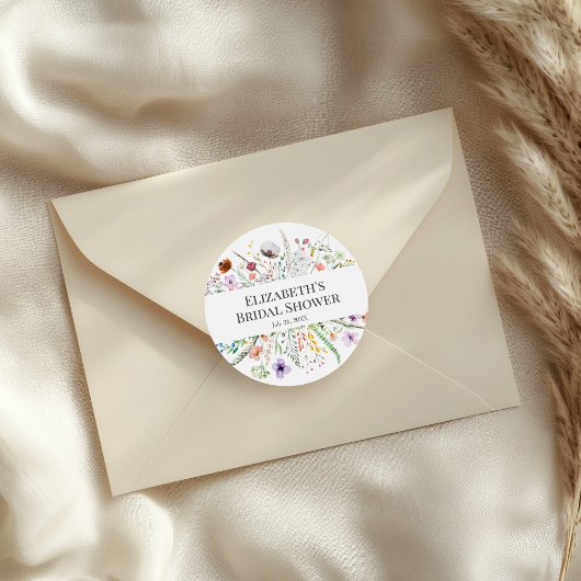 Boho Wildflower Weide Bruidsdouche Sticker