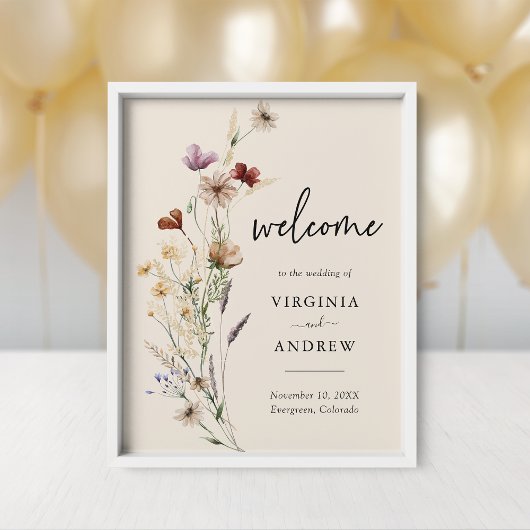 Boho Wildflower Welcome Wedding Poster