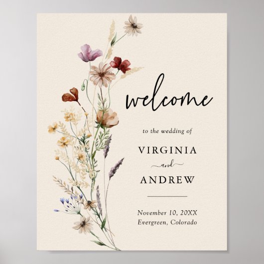 Boho Wildflower Welcome Wedding Poster (Voorkant)