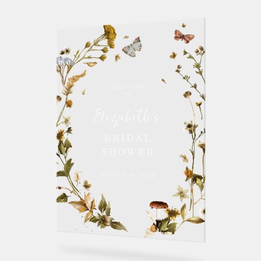 Boho Wildflower | Welkom herfst bruids douche Acryl Bord (Hoek)