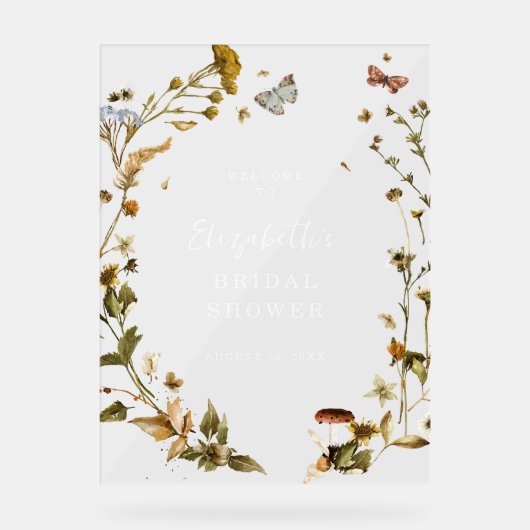 Boho Wildflower | Welkom op herfst bruidsborrel Acryl Bord (Voorkant)