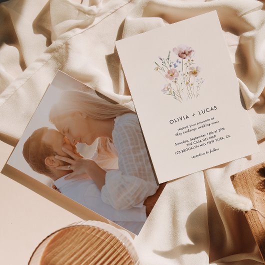 Boho Wildflower Whispers Huwelijksuitnodiging Kaart