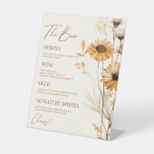 Boho Wildflower Wild Flower Wedding Bar Teken Reclamebord Met Voetstuk (Voorkant)
