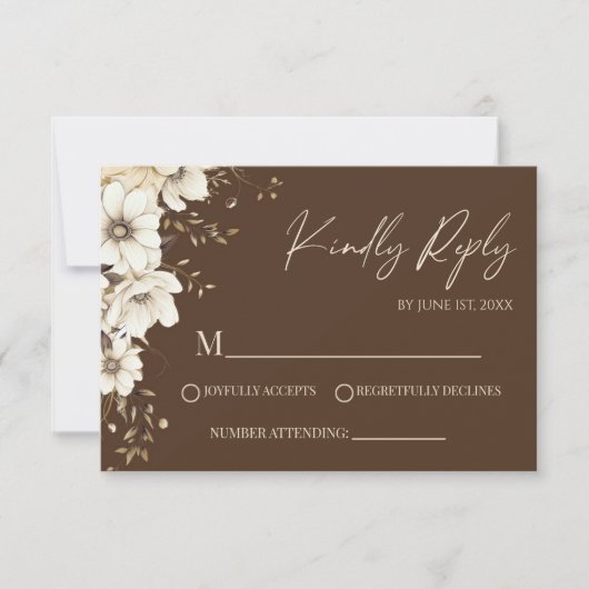 Boho Wildflower Wilde Bloem Bloemen Bruiloft RSVP Kaartje (Voorkant)