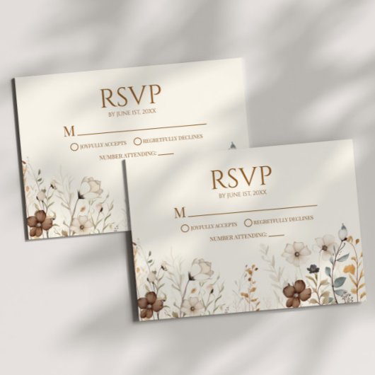 Boho Wildflower Wilde Bloem Bloemen Bruiloft RSVP Kaartje