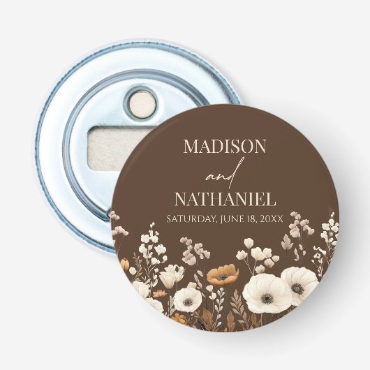 Boho Wildflower Wilde Bloem Bloemen Tuin Bruiloft Button Flesopener (Voorkant)