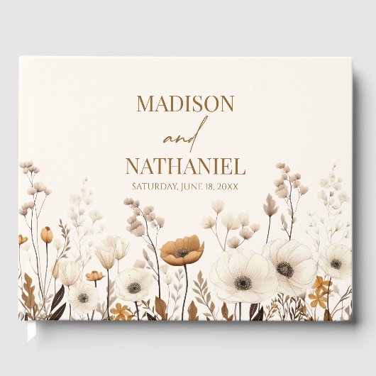 Boho Wildflower Wilde Bloem Bloemen Tuin Bruiloft Gastenboek (Voorkant)