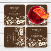 Boho Wildflower Wilde Bloem Bloemen Tuin Bruiloft Kartonnen Onderzetters