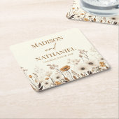 Boho Wildflower Wilde Bloem Bloemen Tuin Bruiloft Kartonnen Onderzetters (Schuin)