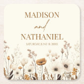 Boho Wildflower Wilde Bloem Bloemen Tuin Bruiloft Kartonnen Onderzetters (Voorkant)